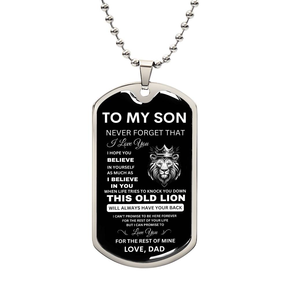 To My Son Personalized Dog Tag Chain